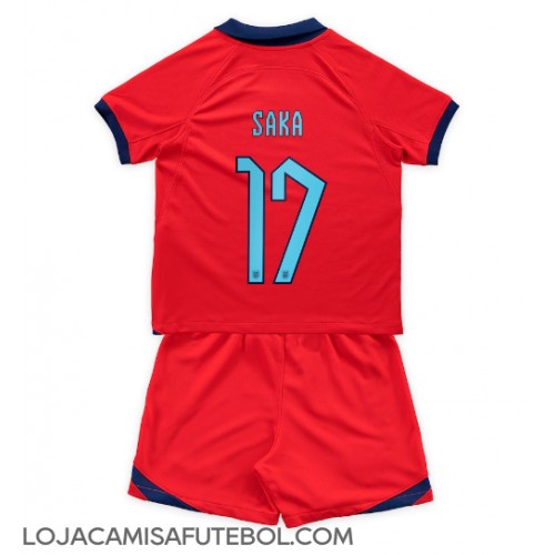 Camisa de Futebol Inglaterra Bukayo Saka #17 Equipamento Secundário Infantil Mundo 2022 Manga Curta (+ Calças curtas)